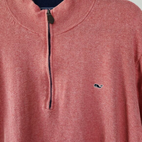 Vineyard Vines Men's Pink Cashmere Cotton Blend Quarter Zip Sweater, 2XL Preppy - Picture 3 of 8